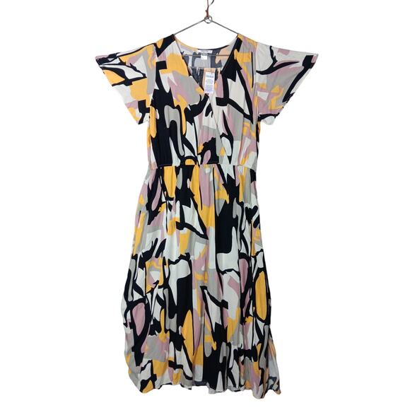 Lascana for Venus Maxi Dress XL Colorful Dress Elastic Waist Yellow and Black - Picture 2 of 12